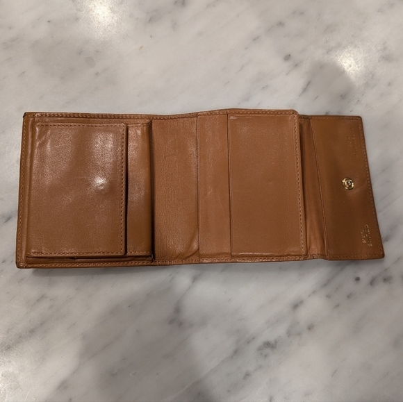 CELINE Signature Macadam Trifold Leather Wallet Tan and Beige - Picture 3 of 7